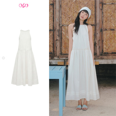Đầm maxi OLV cổ yếm White Gauze Sleeveless Maxi Dress phù hợp mùa hè đi chơi đi biển