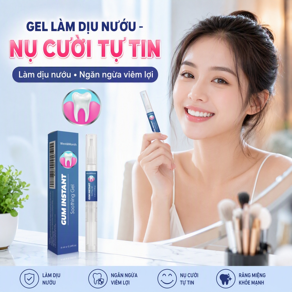West Month gel dưỡng nướu giảm khó chịu làm trắng răng khử mảng bám dung tích 4ml