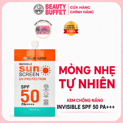 Kem chống nắng Beauty Buffet Invisible Sunscreen UV Protection SPF 50 PA++++ 7g