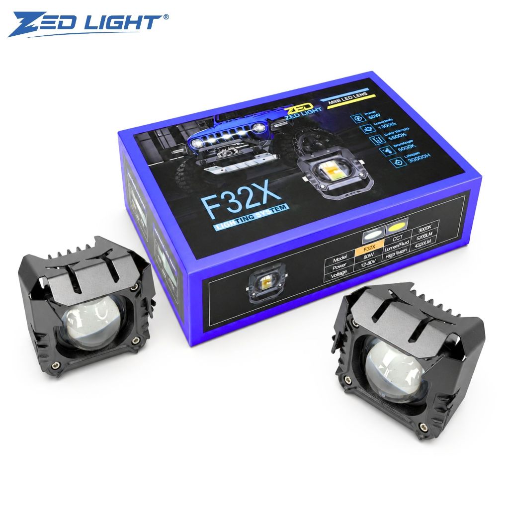 Đèn LED Trợ Sáng F32X ZEDLIGHT - 60W Cos Vàng Pha Trắng Lắp Oto Xe Máy Chống Nước - BH 24 Tháng