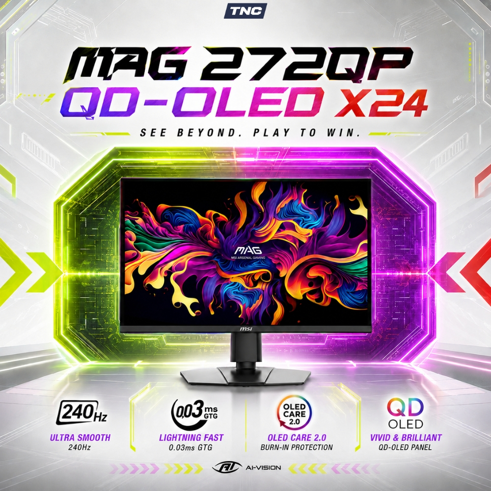 Màn Hình Gaming MSI MAG 272QP QD-OLED X24 27 Inch/ QD-OLED/ WQHD/ 240Hz/ 0.03ms - Bảo Hành 36 Tháng