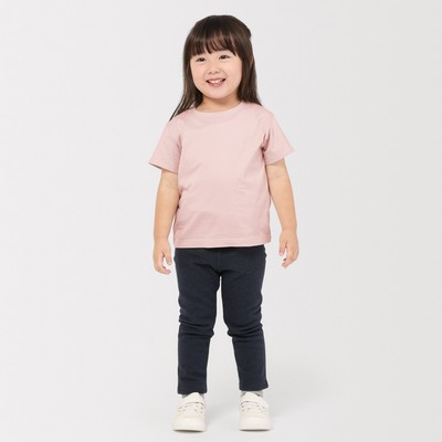 [26AW] MUJI Áo Thun Cotton Cổ Tròn Trơn Tay Ngắn-Em Bé