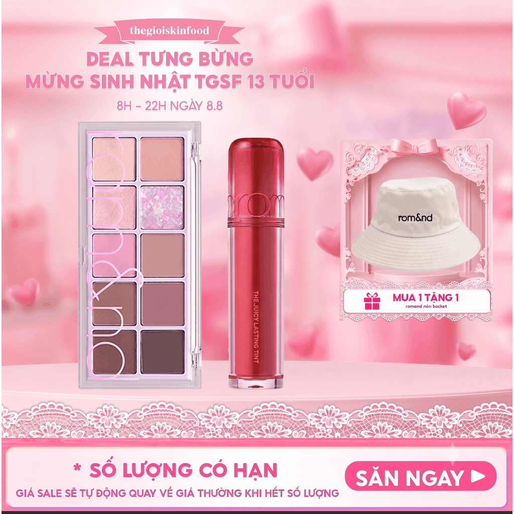 Combo Romand Bảng Mắt + Son Juicy Lasting tint (Romand Better Than Palette/Romand Juicy Lasting Tint