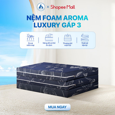 Nệm Foam Aroma Luxury Gấp 3 Đệm Foam Mật Độ Cao Nâng Đỡ Cột Sống Bảo Hành 10 Năm