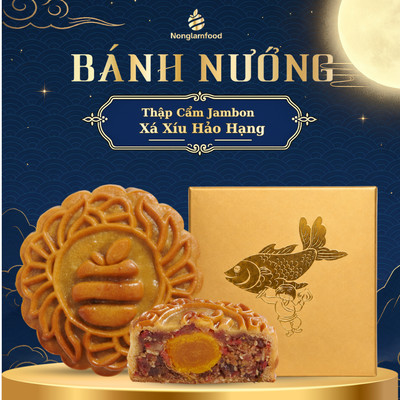 Bánh Trung Thu Thập Cẩm Jambon Xá Xíu Hảo Hạng NONGLAMFOOD - Bánh 1 Trứng 150g
