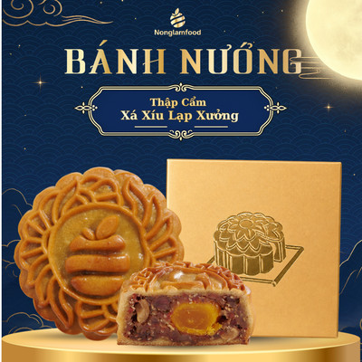 Bánh Trung Thu Thập Cẩm Xá Xíu Lạp Xưởng NONGLAMFOOD - Bánh 1 Trứng 150g