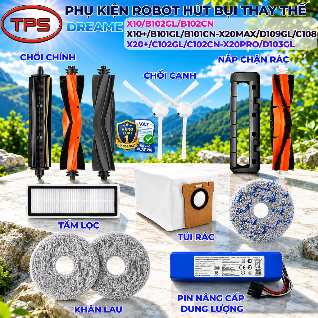 PHỤ KIỆN ROBOT HÚT BỤI XIAOMI X10 ,X10+ ,X20, X20+, X20 PRO ,X20 MAX - CHỔI CẠNH, CHỔI GIỮA, GIẺ LAU
