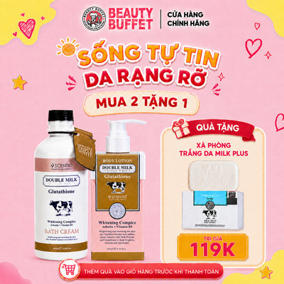 Combo Kem tắm 350ml và Dưỡng thể sáng da toàn thân Scentio Double Milk Triple Bright Body Lotion 250ml