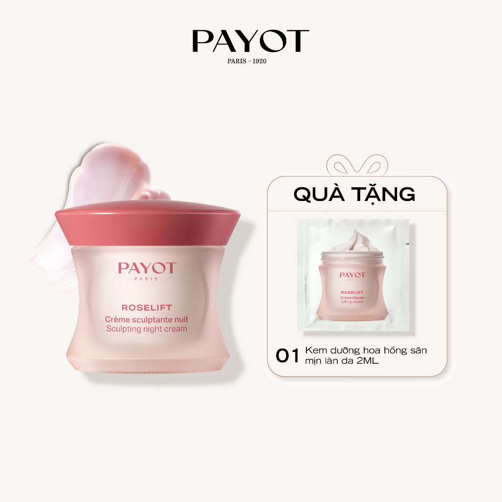 Kem dưỡng đêm hoa hồng giàu ẩm và săn mịn da PAYOT Roselift Collagène Sculpting Night Cream 50ml