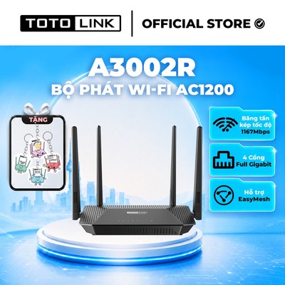 [Hoả Tốc] Bộ phát Wi-Fi TOTOLINK A3002R - Router Wi-Fi 5 băng tần kép chuẩn AC 1200Mbps