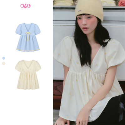 Áo OLV babydoll Butter V Neck Puff Sleeve Babydoll Top nhiều màu phù hợp đi chơi đi làm