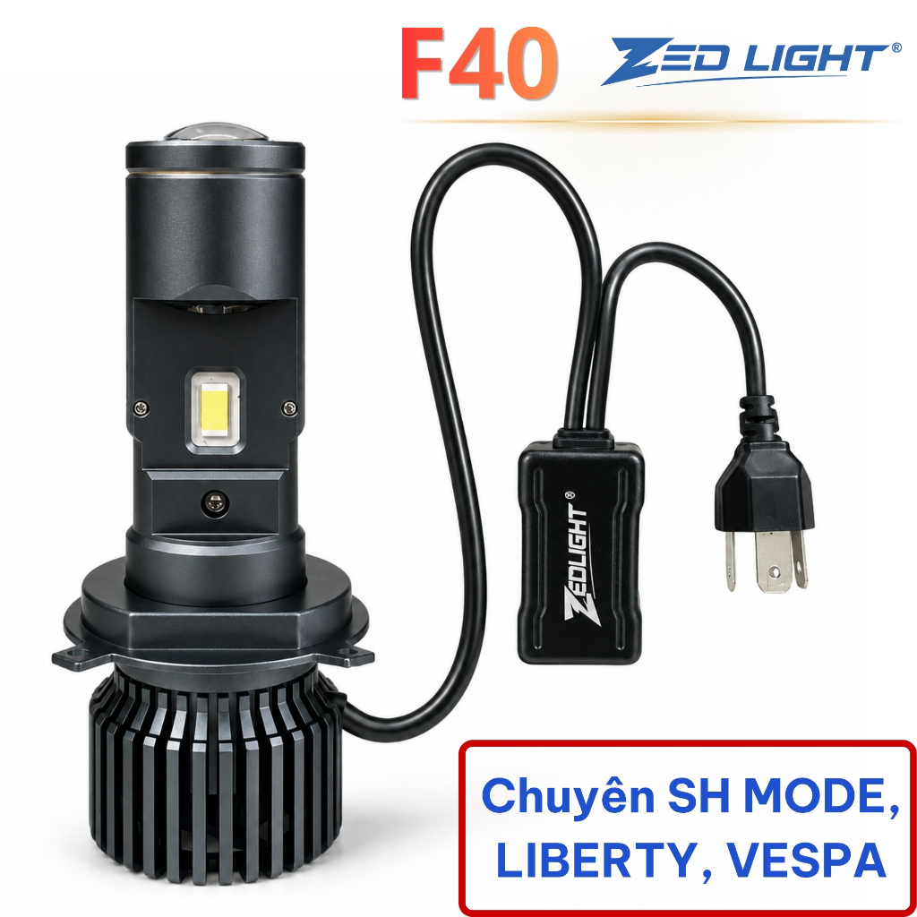 Đèn Pha LED Bi Cầu F40 ZED LIGHT - Chiếu Xa Hơn 200m - Lắp Cho Xe SH Mode, SH Ý, Liberty, Vespa