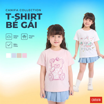 [GIÁ ĐỘC QUYỀN] Áo phông bé gái CANIFA áo thun cổ tròn ngắn tay in họa tiết 1TS26S019