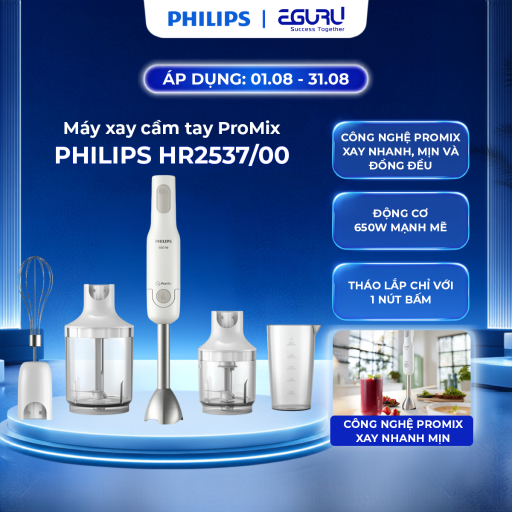 [LIVE] Máy xay cầm tay Promix PHILIPS HR2537/00 - HR2531/00 - HR2534 650W - Hàng Chính Hãng