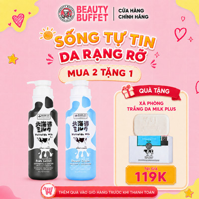 Combo Kem tắm +Dưỡng thể dưỡng ẩm mịn da Made In Nature Hokkaido Milk Moisture Rich Body Lotion 700ml/chai