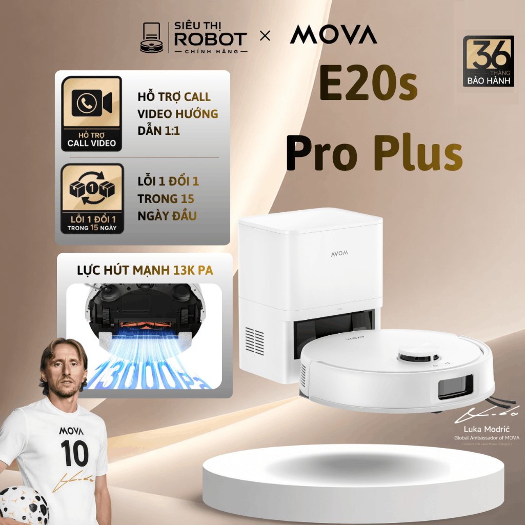 Robot hút bụi lau nhà MOVA E20s Pro Plus – 13.000Pa, LDS Laser, tự đổ bụi, BH 36 tháng