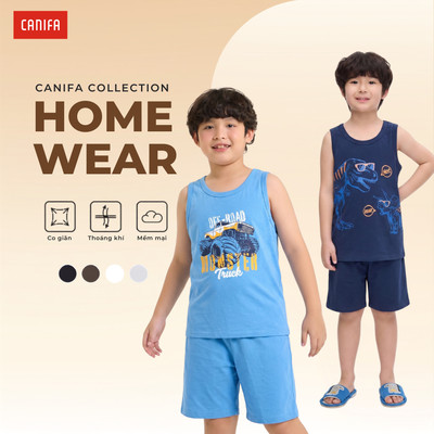 [ GIÁ ĐỘC QUYỀN ] Bộ quần áo bé trai CANIFA áo ba lỗ quần đùi có hình in PS26 2LS26S011