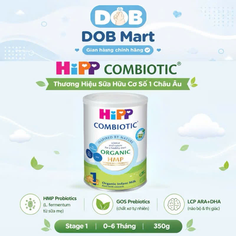 Sữa bột công thức HiPP 1 Organic Combiotic 350g cho bé DOB