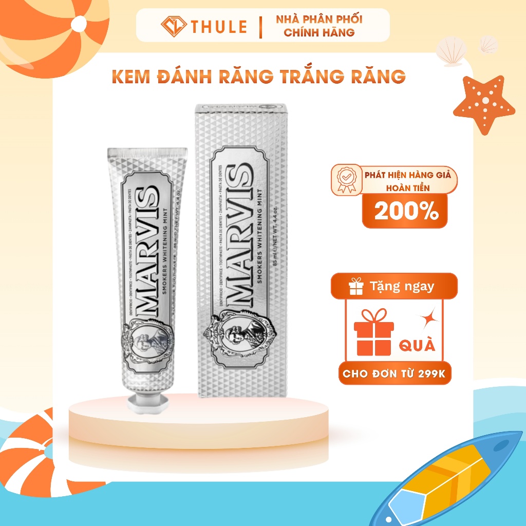 Kem Đánh Răng Hoàng Gia Ý Marvis Whitening Mint & Smoker Whitening Phiên Bản Trắng Răng (85ml)
