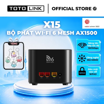 [Hỏa Tốc]Bộ phát wifi Mesh Wi-Fi 6 AX1500 Băng Tần Kép Gigabit TOTOLINK X15 1-Pack