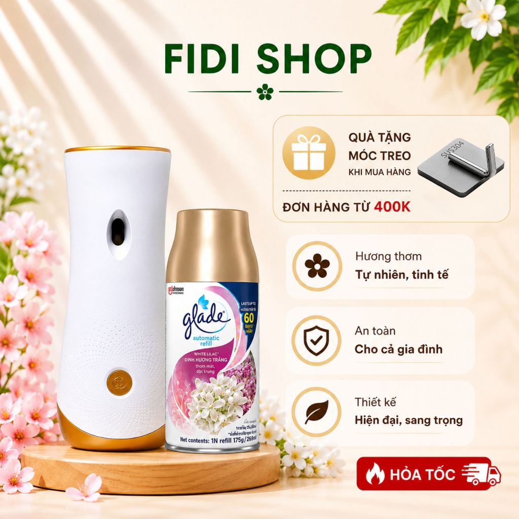 Máy Xịt Thơm Phòng Tự Động Glade, Khử Mùi Phòng Ngủ, Khử Mùi Nhà Vệ Sinh, Lõi Xịt Phòng Glade, Xịt T