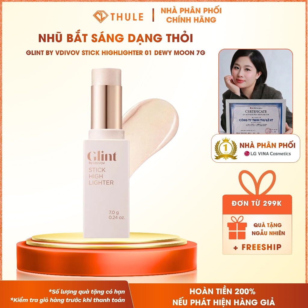 Bắt Sáng Dạng Thỏi Glint By Vdivov Stick Highlighter 01 Dewy Moon 7g, Tạo Glow Mịn Tự Nhiên
