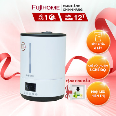Máy Phun Sương Tạo Ẩm Fujihome HM06E 6L - Khay Xông Tinh Dầu, Màn Hình LED Cảm Ứng