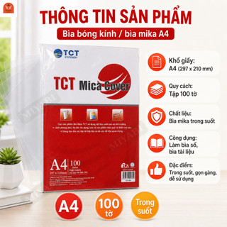 Bìa mica trong suốt A4 làm sổ TCT tập 100 tờ, tấm mika làm bìa sổ sách tài liệu, đồ dùng học tập