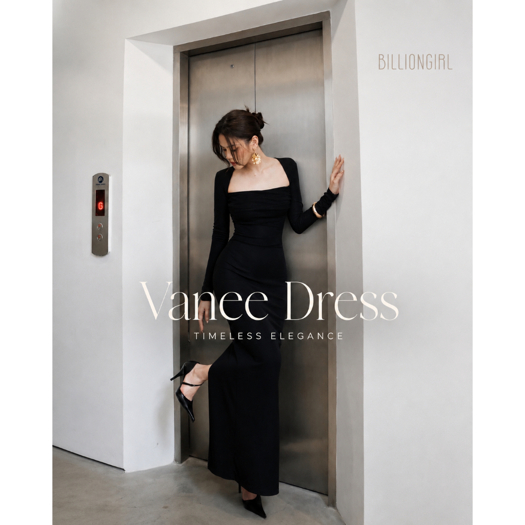 BILLION GIRL | Vanee Dress đầm tay dài xếp ly