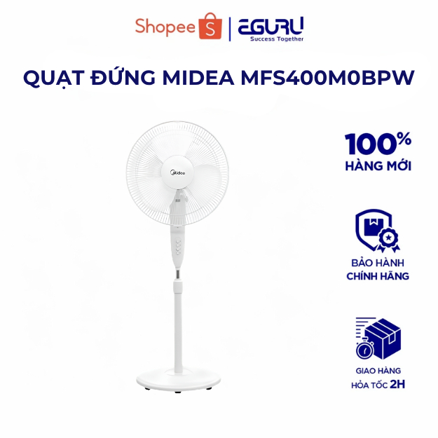 Quạt Đứng MIDEA MFS400M0BPW - 55W, Quạt 3 Mức Gió - Bảo Hành Chính Hãng
