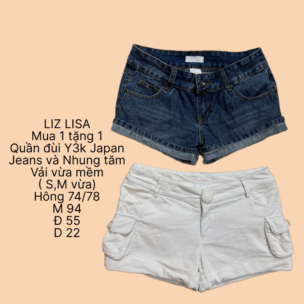 984✅ Quần đùi Y2k  hiệu LIZ LISA Japan lưng siêu thấp ( tặng cái trắng )