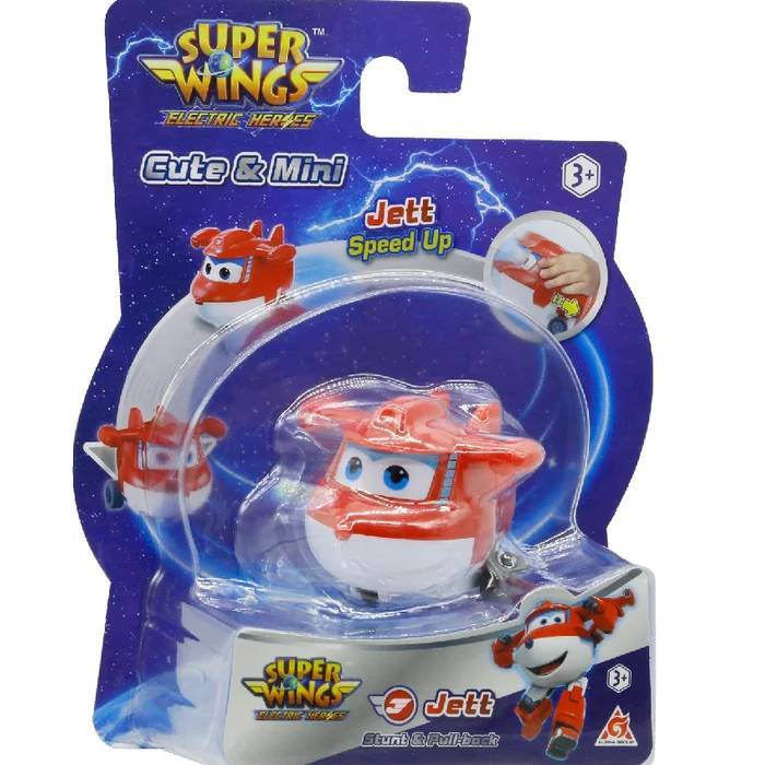 EU780130-1 Đồ Chơi Xe Kéo Lùi Jett Tia Chớp SUPERWINGS- màu đỏ bằng nhựa