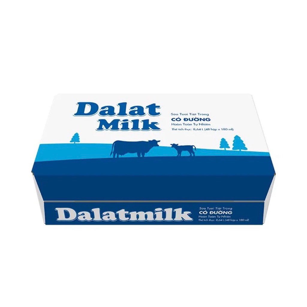[Có sẵn]THÙNG SỮA TƯƠI THANH TRÙNG DALAT MILK CÓ ĐƯỜNG HỘP 180ml  Thơm ngon, nguyên chất