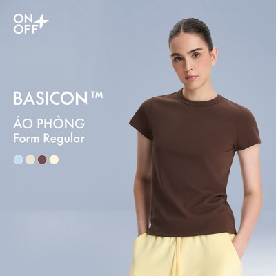 BASICON | Áo phông nữ phom regular, chất liệu vải gân rib mềm mại, thoáng khí và co giãn tự nhiên ONOFF - 56TS26S631