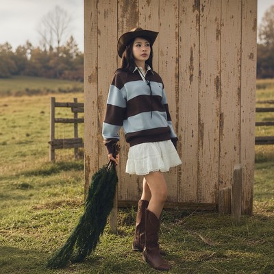 Áo Sweater WHO.A.U Steve Rugby Sweatshirt_WHMAGB924U