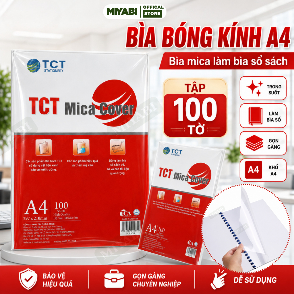 Bìa mica trong suốt A4 làm sổ TCT tập 100 tờ, tấm mika làm bìa sổ sách tài liệu, đồ dùng học tập