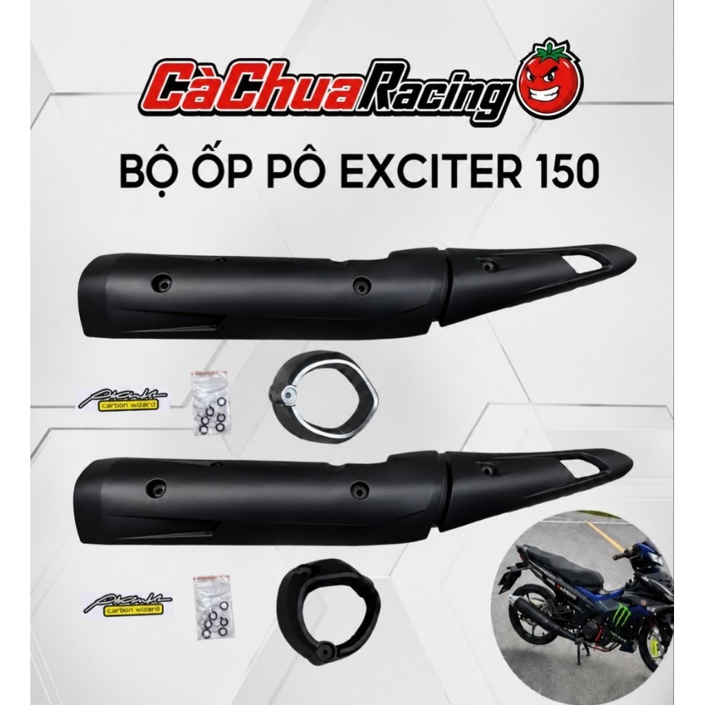 CàChuaRC - Bộ Ốp Pô Exciter 150, Ốp Che Bô, Chụp Đuôi Bô Xe Ex150 Ốp Ống Xả Exciter 150
