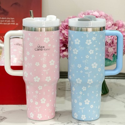 Bình Giữ Nhiệt Cao Cấp Maxcare FloraBloom/Hope Dung Tích 1180ml/520ml, Inox 304/316 Có Tay Cầm, Ống Hút Inox Tiện Lợi