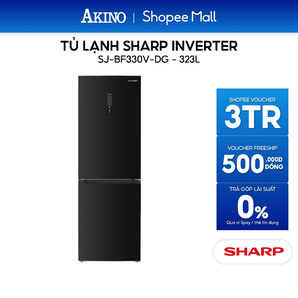 SJ-BF330V-DG I Tủ lạnh Sharp Inverter 323 lít - Hàng chính hãng