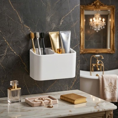 Kệ bàn chải đánh răng dán tường nhà tắm, bền chắc, dễ lắp đặt, không cần khoan, giá để kem đánh răng dán tường