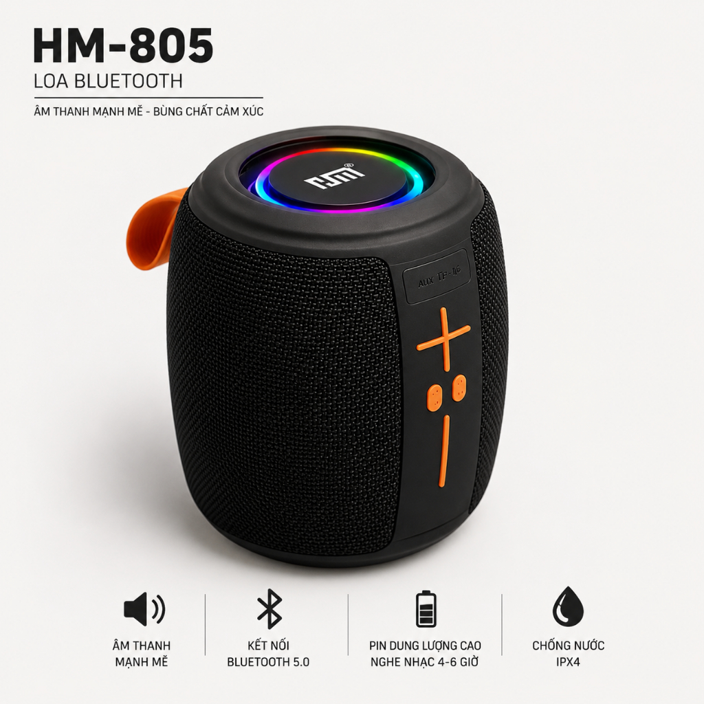 Loa Bluetooth HM805 – Âm Thanh Mạnh Mẽ, Bass Cực Chất