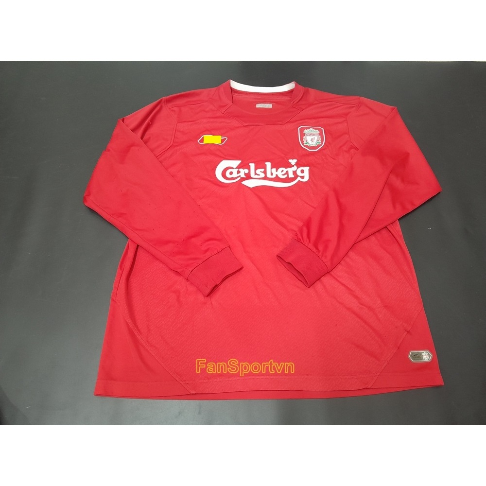 Áo đấu cầu thủ bóng đá Liverpool 2004 2005 2006 home shirt jersey red đỏ dài tay long slevess XL chí