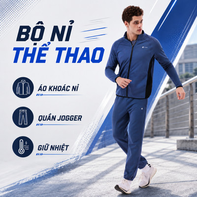 Bộ Nỉ Thể Thao Nam Livan LV25W04M504, Set Nỉ Nam 1 Lớp Áo Khoác & Quần Jogger