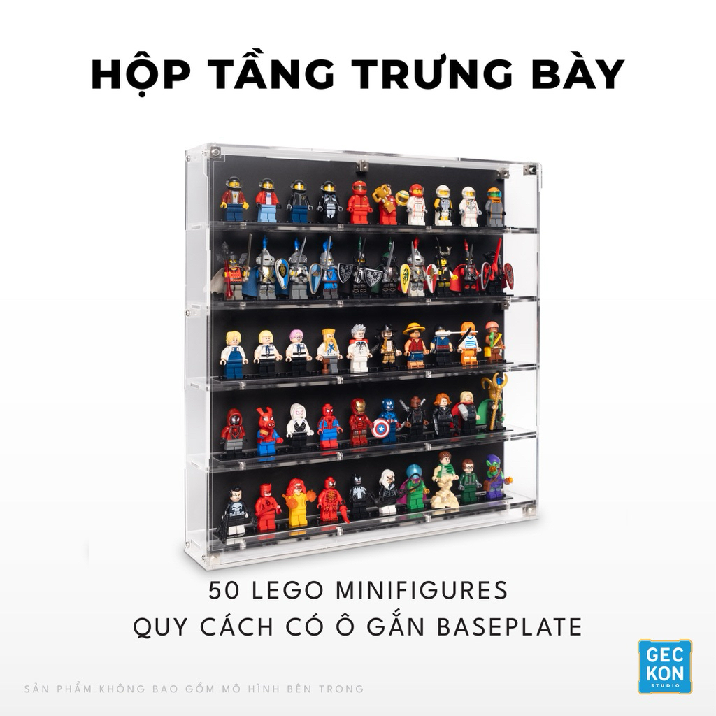 Hộp trưng bày dành cho mô hình LEGO Minifigures 50 (10x5) | GECKON STUDIO (OP-73.1)