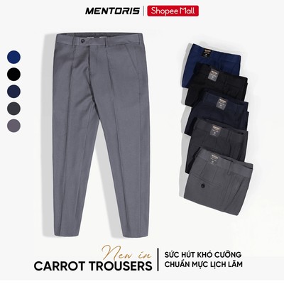 Quần Âu Công Sở Nam MENTORIS Form Carrot Đứng Dáng, Vải Cao Cấp Dày Dặn, Dễ Phối Đồ  MTR01C