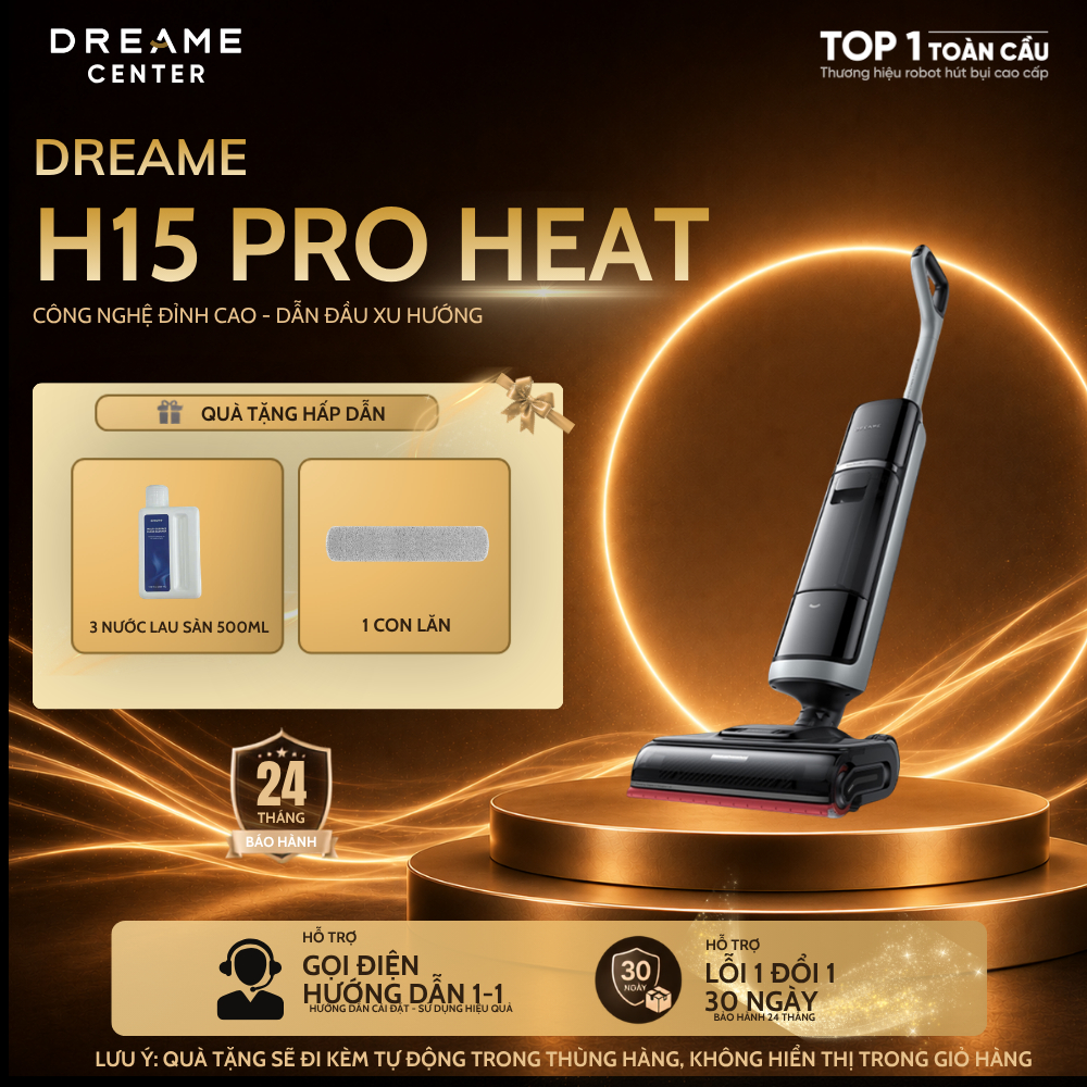 Máy Hút Bụi Lau Nhà Dreame H15 Pro Heat | Cánh Tay Cơ Học AI | Tự Động Giặt Sấy Con Lăn| BH 24 Tháng