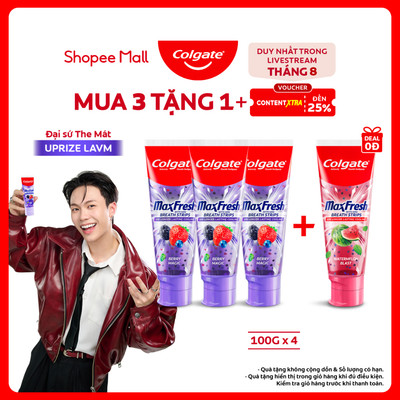 [LS] Bộ 3 Kem đánh răng Colgate MaxFresh Hương nhiệt đới, tinh thể cầu vồng the mát 100g/ tuýp