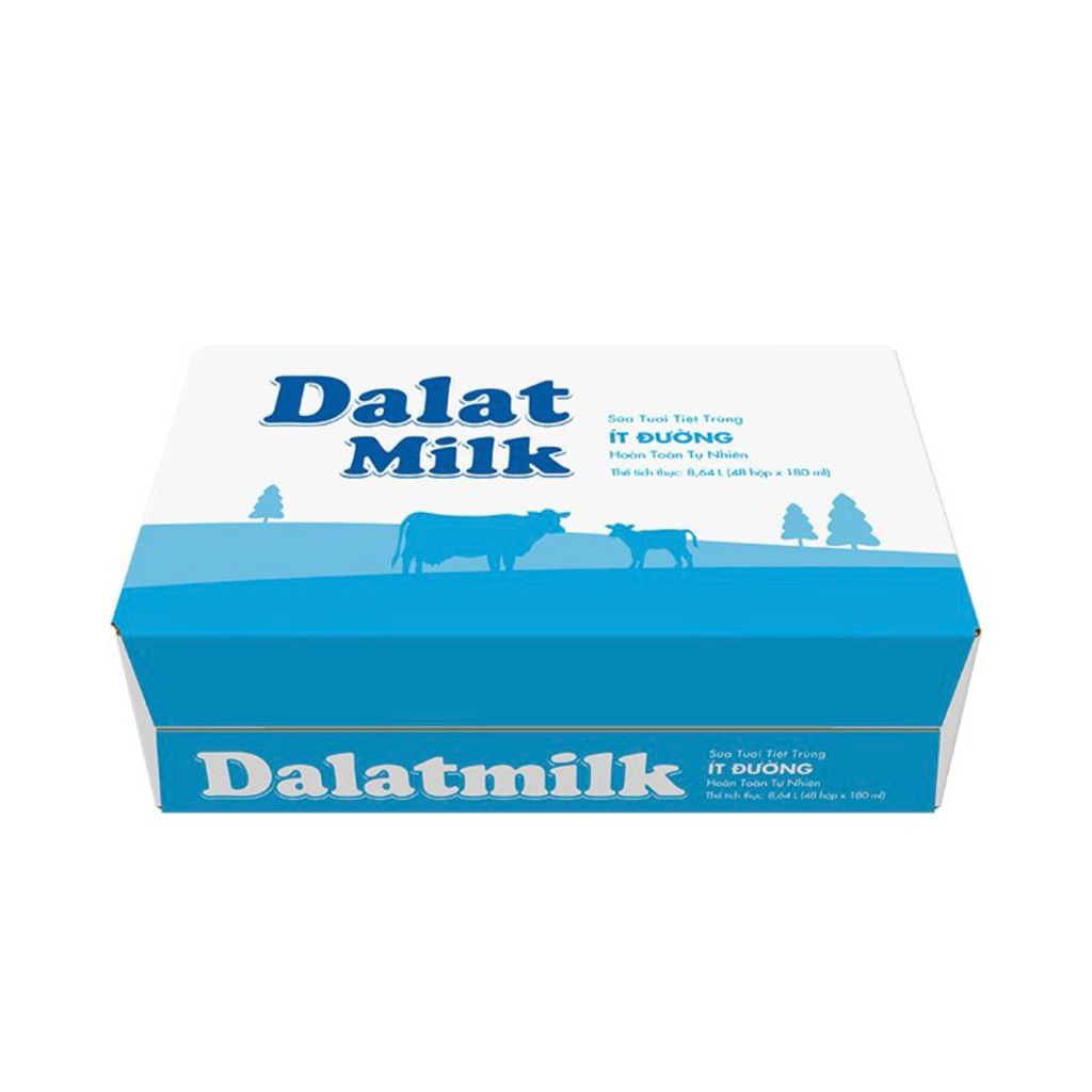 [Có sẵn]THÙNG SỮA TƯƠI THANH TRÙNG DALAT MILK ÍT ĐƯỜNG HỘP 180ml  Thơm ngon, nguyên chất