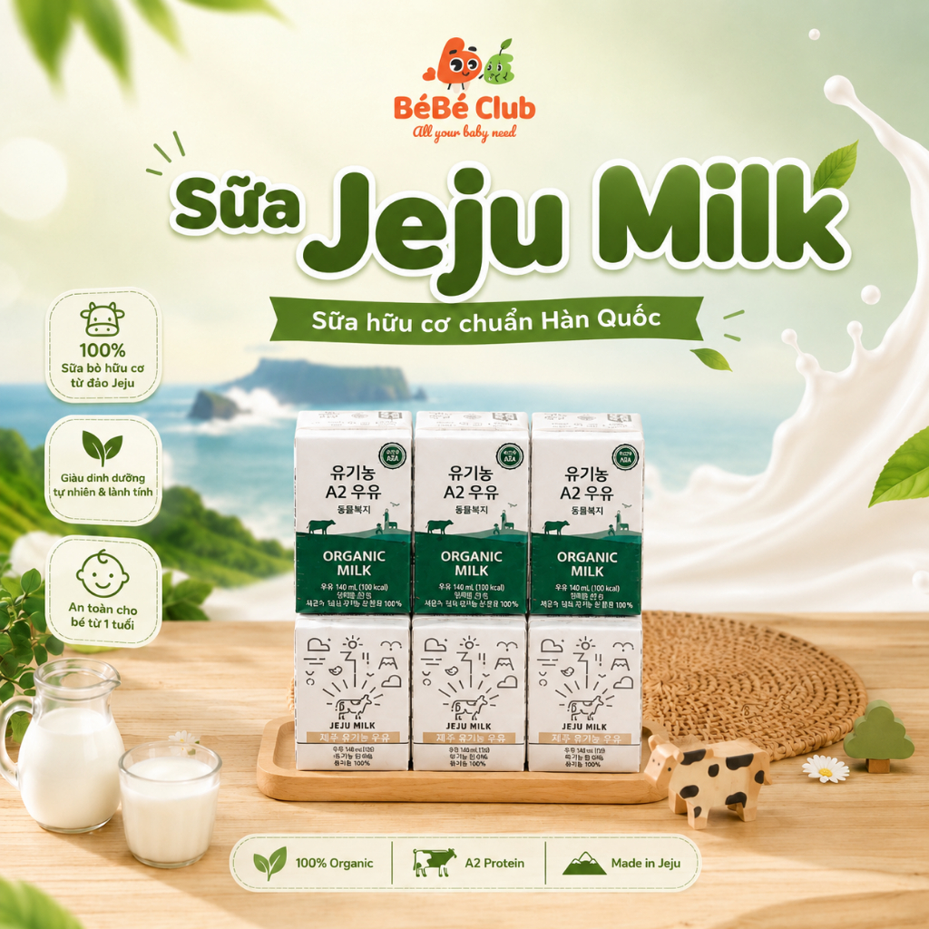 [Date 2027] Sữa Tươi Jeju Milk A2 Hữu Cơ / Sữa Jeju Không Kháng Sinh nhập khẩu Hàn Quốc cho bé từ 1 