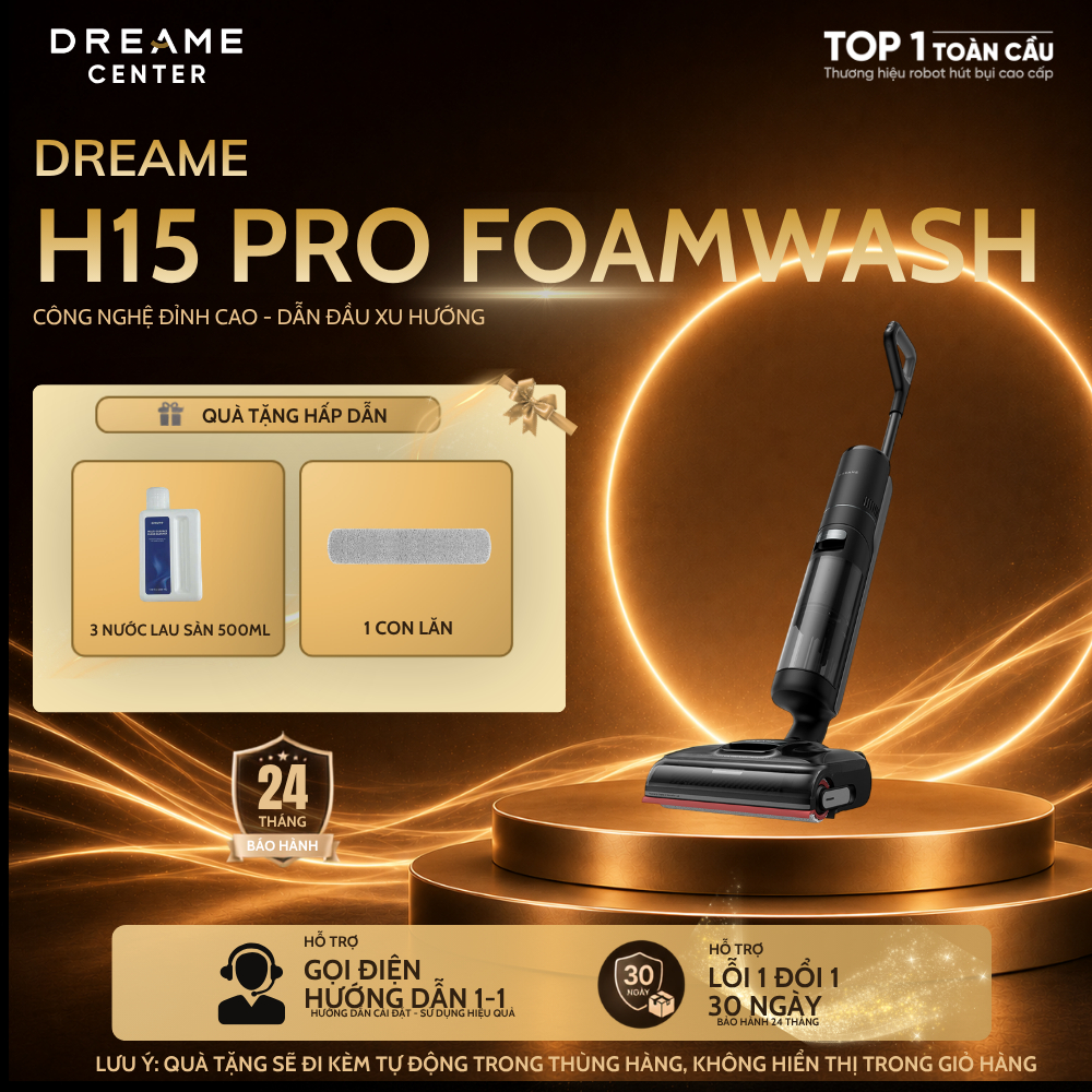 Máy Hút Bụi Lau Sàn Cầm Tay Dreame H15 Pro FoamWash - Bản Quốc Tế - Bảo Hành 24 Tháng
